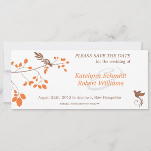 Vogels op een bijkantoor Oranje & bruin sparen de Save The Date