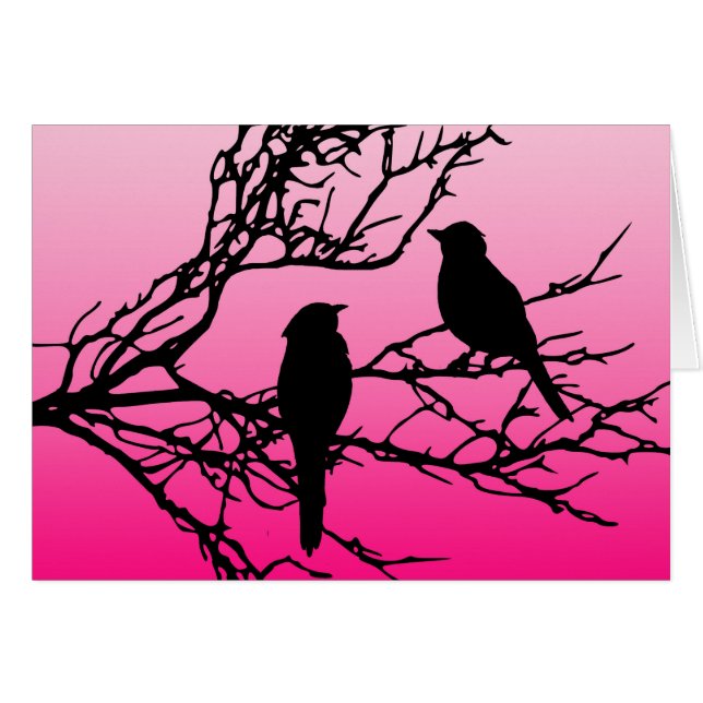 Vogels op een bijkantoor, zwart tegen zonnesroze (Voorkant Horizontaal)