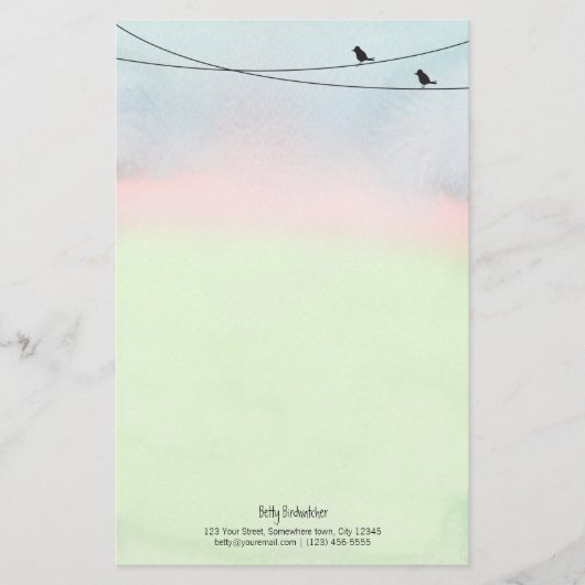 Vogels op een Briefpapier van een draad (Voorkant)