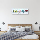 Vogels op een draad 36 "x 12", 1.5" canvas afdruk (Insitu (Slaapkamer))