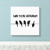 Vogels op een draad - durf verschillend te zijn canvas afdruk (Insitu (Houten vloer))