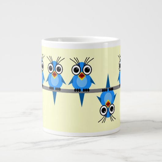 vogels op een draad jumbo mok (Voorkant)