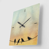 Vogels op een draad vierkante klok (Hoek)