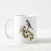 vogels op een filiaal koffiemok (Links)