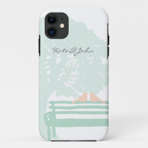 Vogels op een parkbank iPhone 11 hoesje