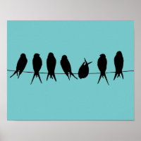 Vogels op een Poster van een draad