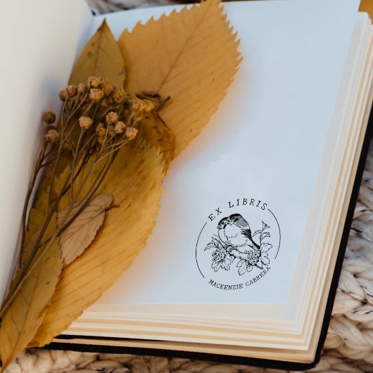 Vogels op een tak, Ex Libris Boek Rubberstempel