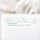 Vogels op een Wire Address Label (Blauw) (Insitu)