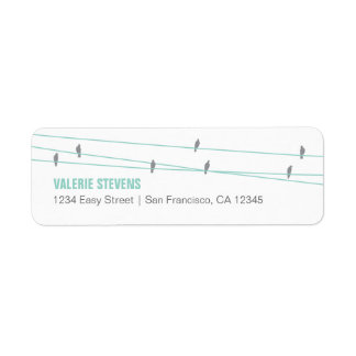 Vogels op een Wire Address Label (Blauw)