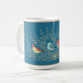 Vogels op elegante bloemachtergrond koffiemok (Voorkant links)