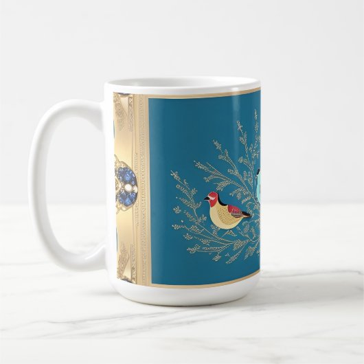 Vogels op elegante bloemachtergrond koffiemok (Links)