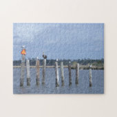 Vogels op Posts in Lake Legpuzzel (Horizontaal)