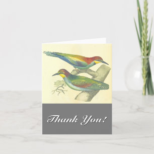 Vogels op takken, stijl, "Dank u!" Bedankkaart