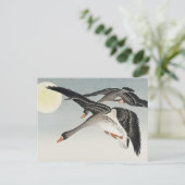 Vogels op volle maan schilderij van Ohara Koson Briefkaart (Staand voorkant)