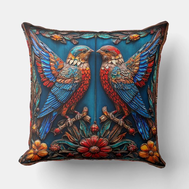 Vogels ornament kussen (Voorkant)