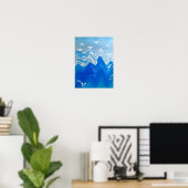 Vogels over de Zee Waves Poster (Thuiskantoor)