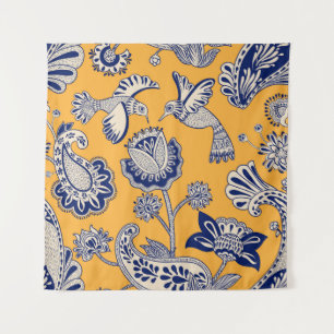 Vogels Paisley Flowers  Patroon Wandkleed