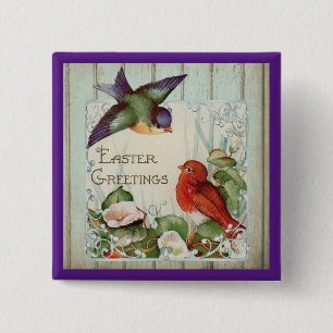 Vogels Pasen Button Pin