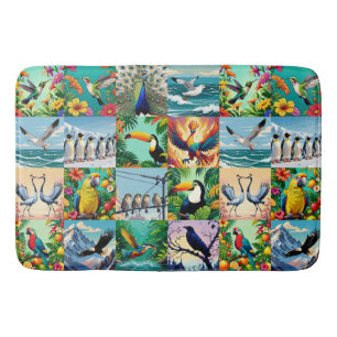 Vogels Patchwork Patroon Badmat