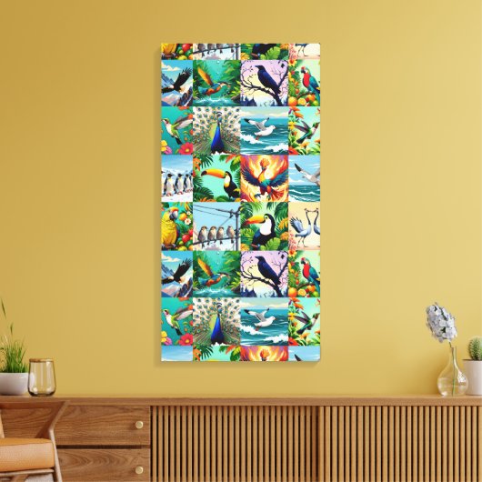 Vogels Patchwork Patroon Canvas Afdruk (Insitu (Woonkamer))