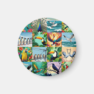 Vogels Patchwork Patroon Magneet