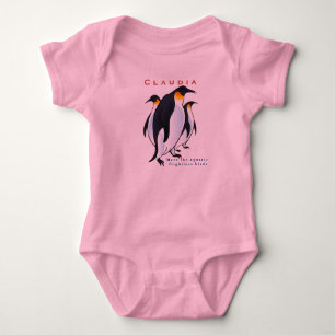 Vogels pinguins Blue Baby Girl personaliseren Romper