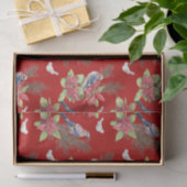 Vogels, Poinsettias, Sparren aangepaste kleur Tissuepapier (Geschenk)