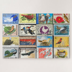 Vogels Postage Stampen Collage Jigzaag Puzzle Legpuzzel