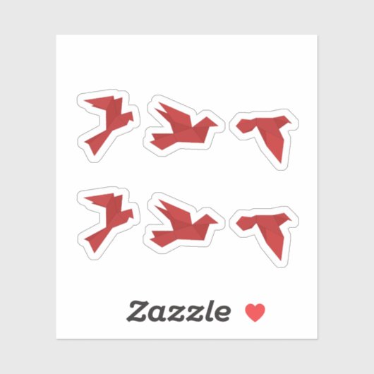 Vogels Rode Origami Sticker (Vel)