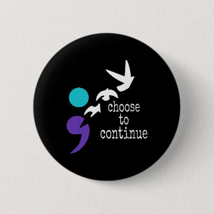 Vogels Semicolon Gift Suicide Prevention Awareness Ronde Button 5,7 Cm