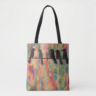 Vogels Silhouette Colorful Canvas tas