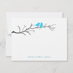 Vogels Silhouettes Dank je kaarten - Turquoise - Notitiekaartje