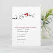 Vogels Silhouettes Wedding Invitation - Rood - Kaart (Staand voorkant)