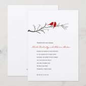 Vogels Silhouettes Wedding Invitation - Rood - Kaart (Voorkant / Achterkant)