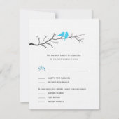 Vogels Silhouettes Wedding RSVP-kaarten - Turquois RSVP Kaartje (Voorkant)