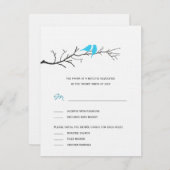 Vogels Silhouettes Wedding RSVP-kaarten - Turquois RSVP Kaartje (Voorkant / Achterkant)