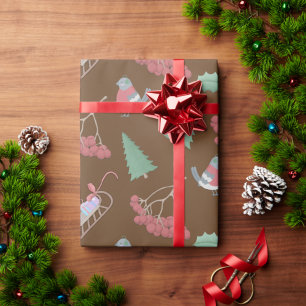 Vogels, Slapjes en Holly Kerstmis Cadeaupapier