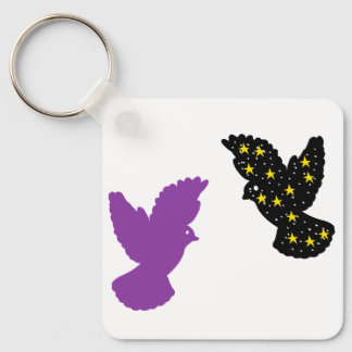 Vogels Sleutelhanger – Dubbel Veer Silhouet Ontwer