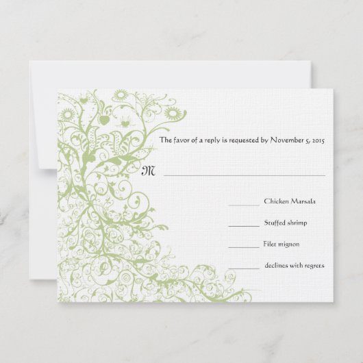 Vogels & Swirls #28 Bruiloft RSVP Reactie Kaart (Achterkant)