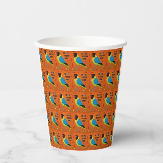 VOGELS THEMA PAPEGAAI ART AFBEELDING KLEUREN GEMEN PAPIEREN BEKERS (Voorkant)