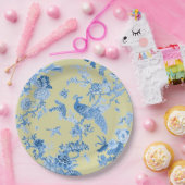 Vogels Toile Blauw & Mosterd Papieren Bordje (Feest)