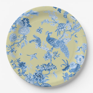 Vogels Toile Blauw & Mosterd Papieren Bordje