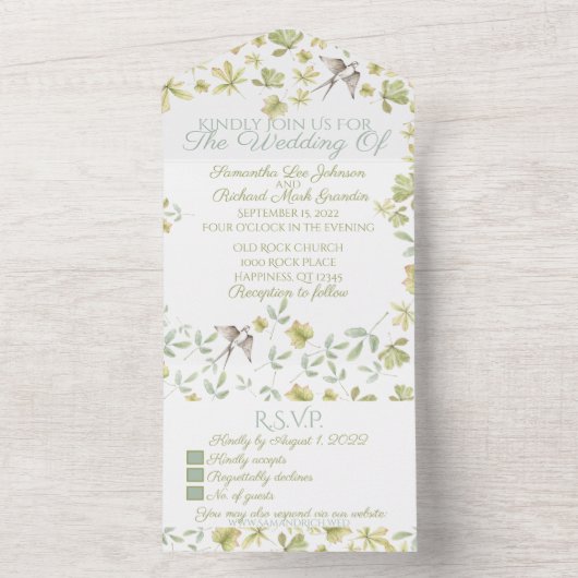 Vogels van de zomer all in one uitnodiging (Binnen)