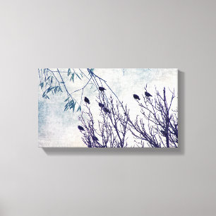 Vogels van een kudde samen canvas afdruk
