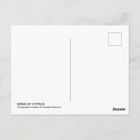 Vogels van het Cypriotische briefkaart (Achterkant)