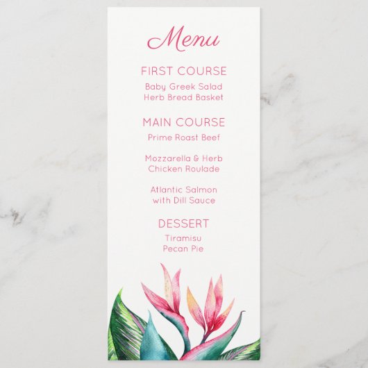 Vogels van het Paradijs Monogram Tropische menu's (Voorkant)