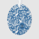 vogels van het Paradise Pattern Blue en White Mono Ornament (voorkant)