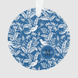 vogels van het Paradise Pattern Blue en White Mono Ornament