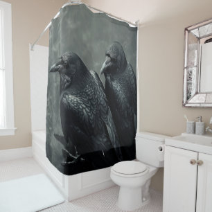 Vogels van veren paar kraaien, raven douchegordijn