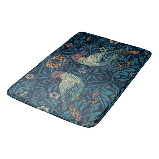 "Vogels" van William Morris Blue Pattern  Badmat (Gekanteld)